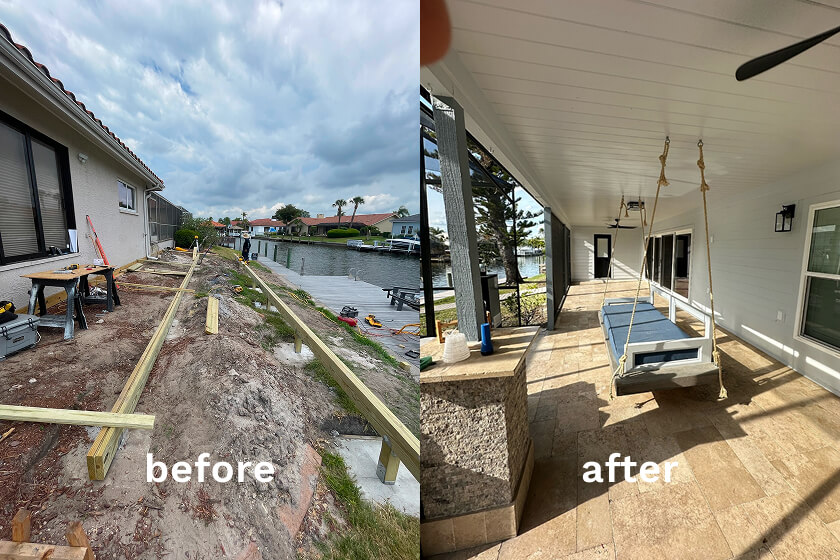 Outdoor space remodeling before and after